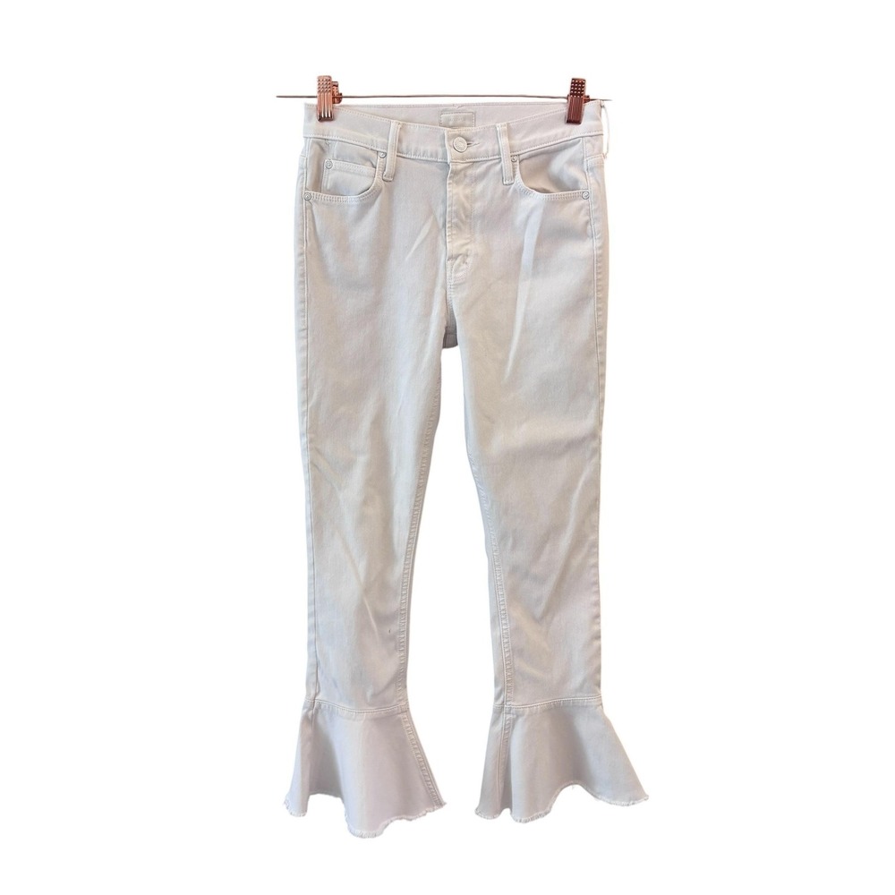 Mother The Cha Cha Fray Jeans Womens Size 25 White Glass Slipper Ruffle Hem - Picture 1 of 16
